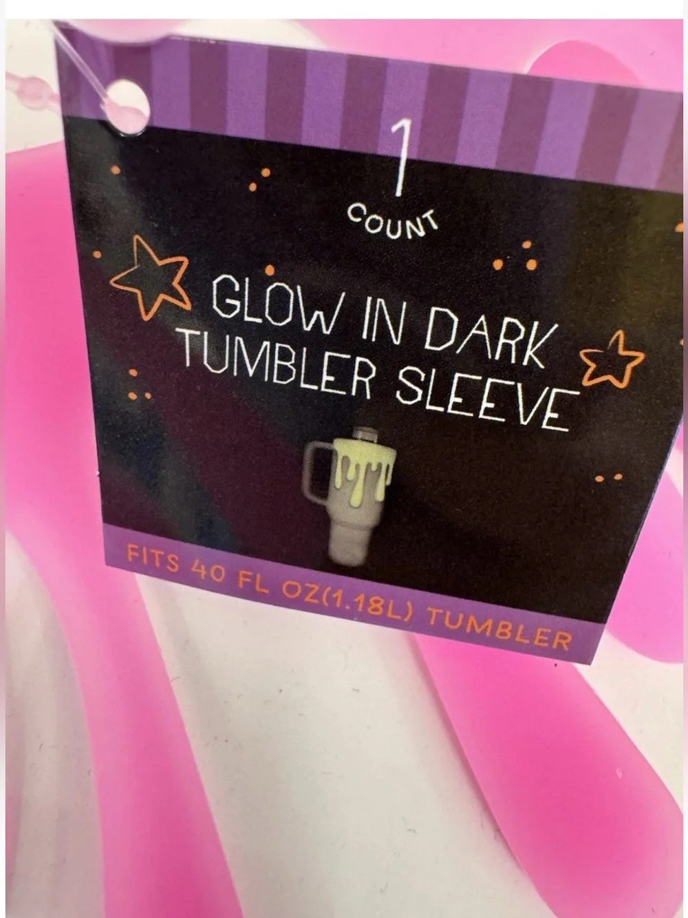 Pink Glow in the Dark Slime Halloween Tumbler Sleeve NWT